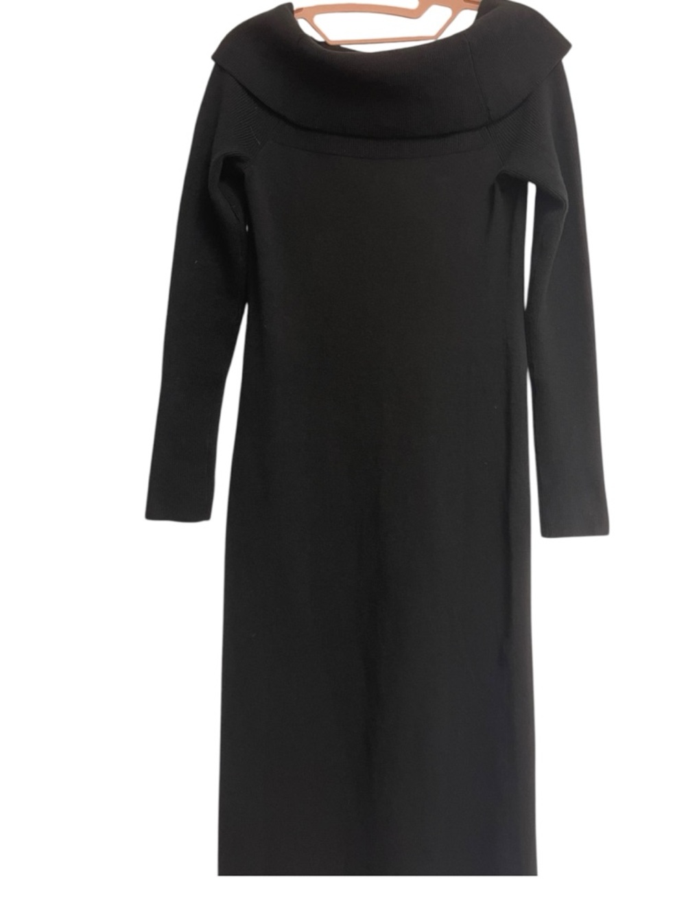 Banana Republic Black Off Shoulder Rib Knit Maxi Dress XS NEW - Picture 4 of 7